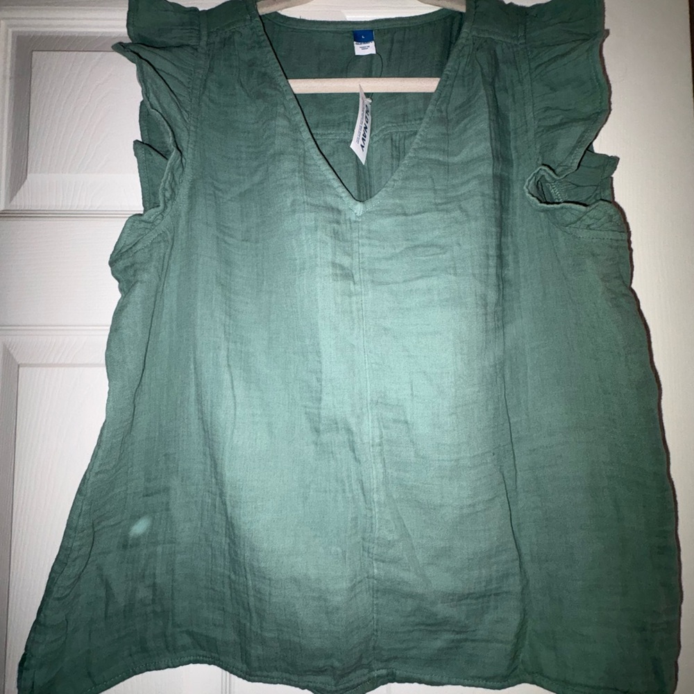 Old Navy Teal Ruffle Sleeve Blouse